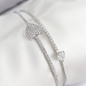 Tegan Pirinç Zirkon Taşlı Kalp Model Gümüş Renk Kadın Bileklik TG27BB7900