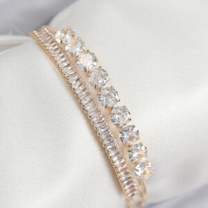 Tegan Pirinç Zirkon Taşlı Su Yolu Model Gold Renk Kadın Bileklik TG27BB7881