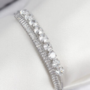 Tegan Pirinç Zirkon Taşlı Su Yolu Model Gümüş Renk Kadın Bileklik TG27BB7882