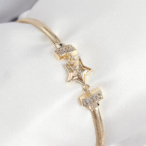 Tegan Pirinç Zirkon Taşlı Yıldız Model Gold Renk Kadın Bileklik TG27BB7903