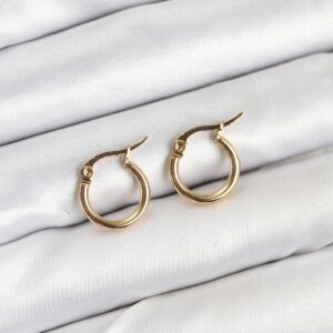 Tegan 316L Çelik Gold Renk 12 mm Halka Kadın Küpe TG27BKP11224