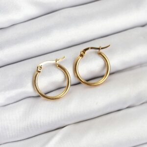 Tegan 316L Çelik Gold Renk 15 mm Halka Kadın Küpe TG27BKP11225