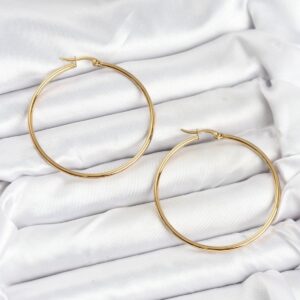 Tegan 316L Çelik Gold Renk 45 mm Halka Kadın Küpe TG27BKP11227
