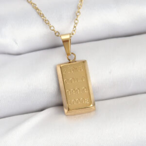 Tegan 316L Çelik Zincir Gold Renk Külçe Altın Model Kadın Kolye TG27BKO10560