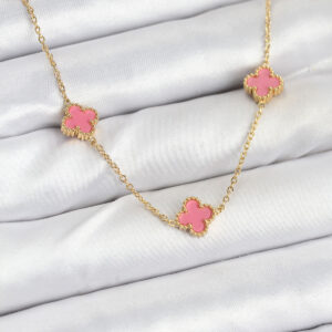 Tegan 316L Çelik Zincir Gold Renk Pembe Baby Boy Yonca Kadın Kolye TG27BKO10572