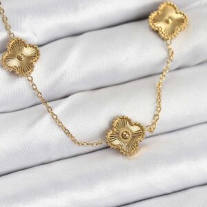 Tegan 316L Çelik Zincir Gold Renk Yonca Kadın Kolye TG27BKO10593