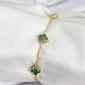Tegan 316L Çelik Gold Renk Yeşil Baby Boy Yonca Kadın Bileklik TG27BB7944
