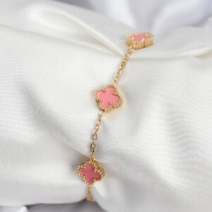 Tegan 316L Çelik Gold Renk Pembe Baby Boy Yonca Kadın Bileklik TG27BB7946