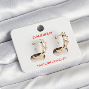 Tegan Pirinç Gold Renk Kalpli Zirkon Taşlı Kadın Küpe TG27BKP11246