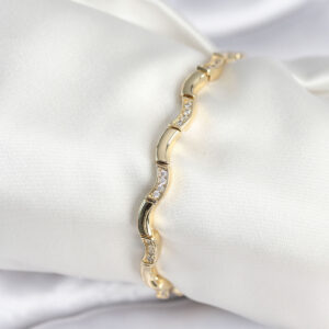 Tegan Pirinç Gold Renk Dalgalı Model Kadın Bileklik TG27BB7962