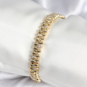 Tegan Pirinç Gold Renk Damla Model Zirkon Taşlı Kadın Bileklik TG27BB7972