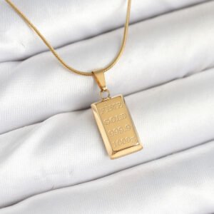 Tegan 316L Çelik Gold Renk Külçe Altın Model Kolye TG27BKO10604