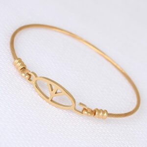 Tegan Gold Metal Çelik Figürlü Erkek Kelepçe Bileklik TG27EB1891