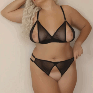 Tegan Özel Bölgeleri Açık Büyük Beden Siyah Transparan Fantazi Sütyen Takımı TM1306