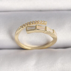 Tegan Pirinç Gold Renk Zirkon Taş Detaylı Yılan Model Ayarlanabilir Yüzük TG27BYK3539