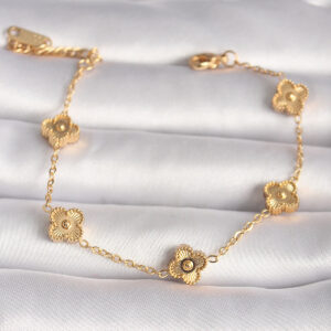 Tegan 316L Çelik Gold Renk Baby Boy Yonca Model İşleme Detay Kadın Bileklik TG27BB6641