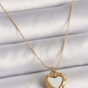 Tegan 316L Çelik Gold Renk Zincir Sedefli Kalp Model Kadın Kolye TG27BKO9784