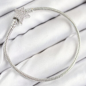 Tegan Pirinç Charm Zirkon Taşlı Yıldız Model Gümüş Renk Kadın Bileklik TG27BB7804