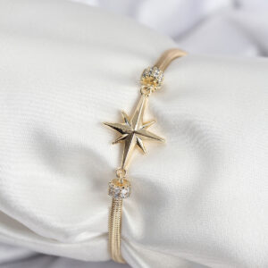 Tegan Pirinç VIP Seri Gold Renk Kutup Yıldızı Model Kadın Bileklik TG27BB7937