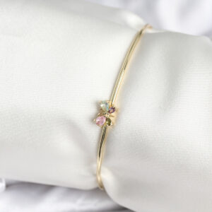 Tegan Renkli Kelebek Figür Gold Renk Pirinç Kadın Bileklik TG27BB8004