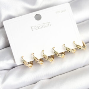 Tegan Gold Renk Pirinç Sarmal Model 925 Ayar Gümüş Çivili Kadın Küpe Seti TG27BKP11265