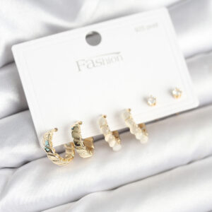 Tegan Gold Renk Pirinç Halka 925 Ayar Gümüş Çivili Kadın Küpe Seti TG27BKP11272