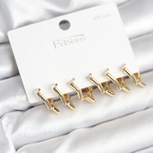 Tegan Yıldız Model Gold Renk 925 Ayar Gümüş Çivili Kadın Küpe Seti TG27BKP11278