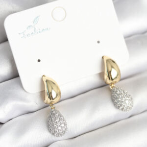 Tegan Gold Renk Zirkon Taşlı Damla Pirinç Kadın Küpe TG27BKP11288