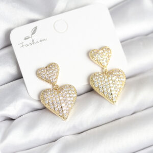 Tegan Kalp Model Zirkon Taşlı Gold Renk Pirinç Kadın Küpe TG27BKP11290