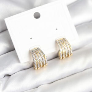 Tegan Kaburga Model Zirkon Taşlı Pirinç Kadın Küpe TG27BKP11310