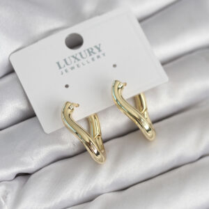 Tegan Gold Renk Eğik Halka Model Pirinç Kadın Küpe TG27BKP11312