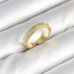 Tegan Gold Renk Şerit Zirkon Taşlı Kadın Yüzük TG27BYK3905