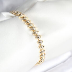 Tegan Pirinç Gold Renk Zirkon Taşlı Baklava Model Kadın Bileklik TG27BB8024