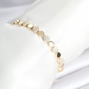 Tegan Pirinç Gold Renk Nokta Model Zirkon Taşlı Kadın Bileklik TG27BB8026