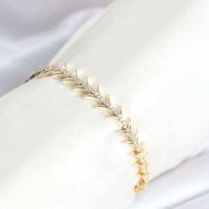 Tegan Pirinç Gold Renk Balık Sırtı Model Zirkon Taşlı Kadın Bileklik TG27BB8027