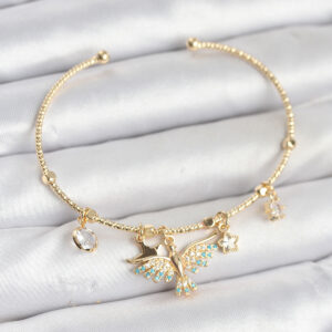 Tegan Anka Kuşu Charmlı Gold Renk Pirinç Kadın Bileklik TG27BB8039