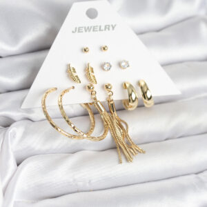 Tegan Gold Renk Pirinç Kadın 6 Çift Küpe Seti TG27BKP11317