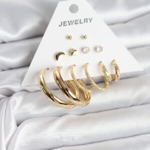 Tegan Gold Renk 6 Çiftli Pirinç Kadın Küpe Seti TG27BKP11323