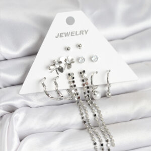 Tegan Pirinç Gümüş Renk 6 Çift Kadın Küpe TG27BKP11336