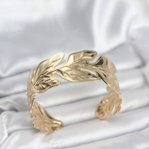 Tegan Gold Renk Pirinç Levha Yaprak Model Kadın Bileklik TG27BB8052