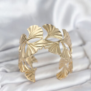 Tegan Pirinç Gold Renk Levha Yelpaze Model Kadın Bileklik TG27BB8053