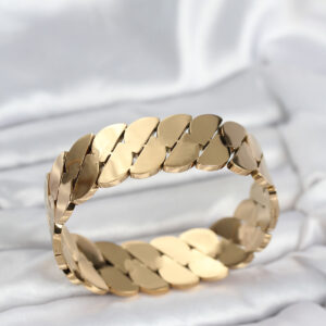 Tegan 316L Çelik Gold Renk Ezme Zincir Model Kadın Kelepçe Bileklik TG27BB8074