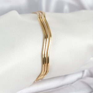 Tegan 316L Çelik Gold Renk 65 mm Ajda Zikzak Model 3lü Kadın Bileklik TG27BB8075