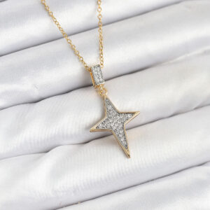 Tegan 316L Çelik Zincir Gold Renk Kutup Yıldızı Model Zirkon Taşlı Kadın Kolye TG27BKO10610