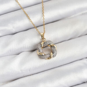 Tegan 316L Çelik Zincir Gold Renk Zirkon Taşlı Sarmal Model Kadın Kolye TG27BKO10612