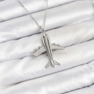 Tegan 316L Çelik Zincir Gümüş Renk Uçak Model Kadın Kolye TG27BKO10616