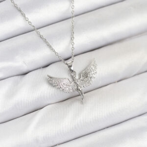 Tegan 316L Çelik Zincir Gümüş Renk Melek Model Kadın Kolye TG27BKO10622