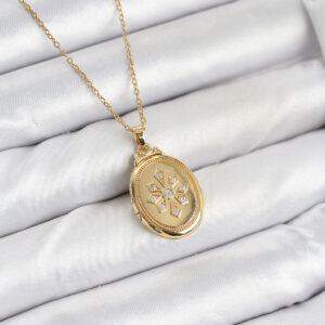 Tegan 316L Çelik Zincir Gold Renk Kapaklı Açılabilir Model Kadın Kolye TG27BKO10626