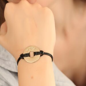 Tegan HOPE (Umutlu) Siyah Deri İpli Unisex Mood Bileklik TG27BB1985