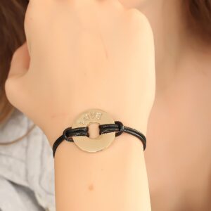 Tegan LOVE (Aşık) Siyah Deri İpli Unisex Mood Bileklik TG27BB1986